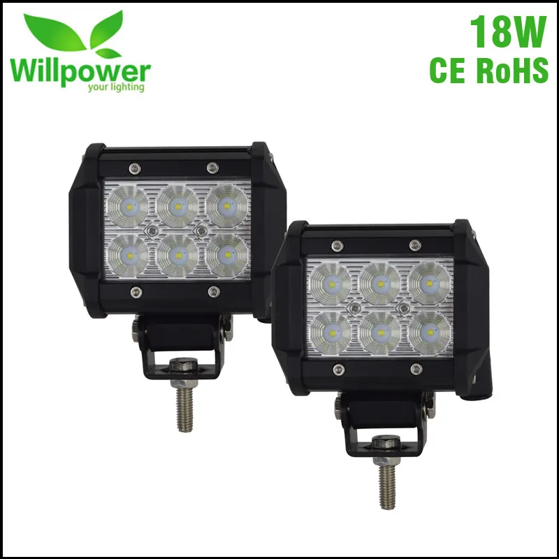 2pc 4inch 18w Flood 2 шт. точечный прожектор 12 В 24 В 4 ''6'' 18 Вт светодиодный рабочий свет светодиодный свет бар свет лампы 4x4 для JEEP Грузовик для машины, лодки, мотоцикла трактор - Цвет: 2pc 4inch 18w Flood