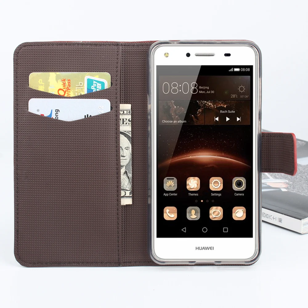 HongBaiwei для Huawei Y5 II Чехол Флип Эйфелева башня узор Роскошный кожаный бумажник на