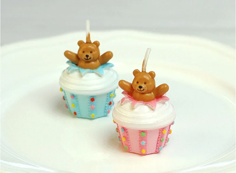 10 шт. розовый/синий мини медведь торт свеча для свадьбы вечеринки дня рождения Baby