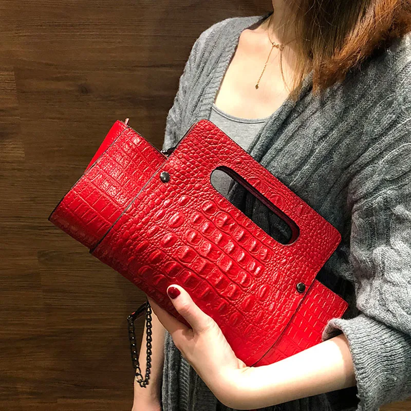 Новинка 2020 клатч XMESSUN на цепочке женская сумка из спилка с узором под крокодила