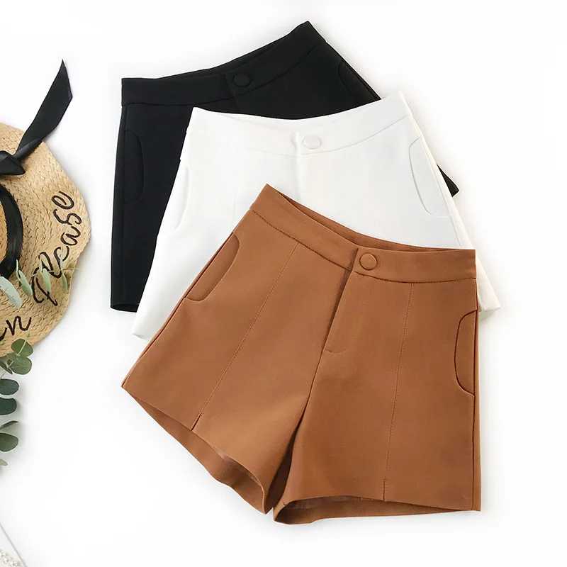 2019 новый простой женский костюм широкий колготы Высокая талия шорты для женщин