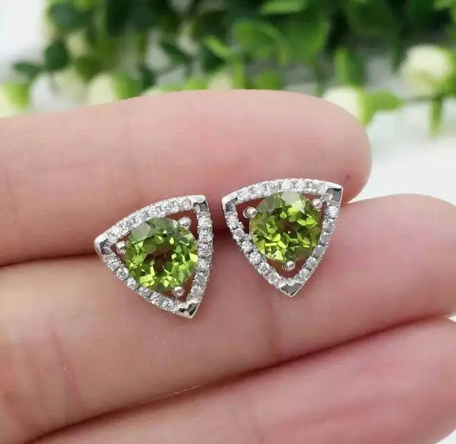 

Женские серьги из серебра 925 пробы, с натуральным Перидотом