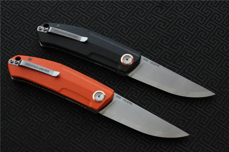 VOUKING G02 складной нож Ножи Лезвие: 12C27N(сатин) Ручка: G10 Открытый Кемпинг Охота Карманный Фруктовый Нож EDC инструменты
