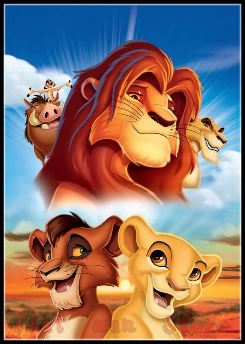 Постеры к фильмам Король Лев Simba Тимон белый картон элемент декоративной живописи печатные обои с рисунком висит изображение без рамки