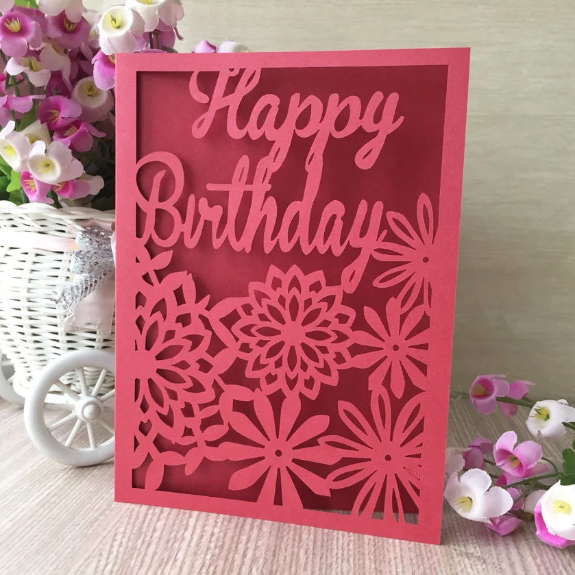 Глянцевая бумага с лазерной резкой 50 шт./лот поздравительная открытка на день