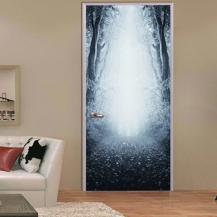 05 77x200 см 3D красивые пейзажные наклейки на двери для гостиной, спальни, виниловые самоклеющиеся обои, водостойкие, сделай сам, бумага для росписи - Цвет: 05