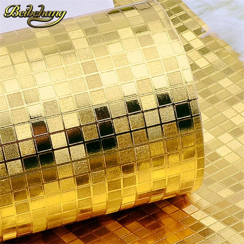 Роскошные блестящие обои с мозаикой рулон ТВ фон 3D настенная бумага Золотая