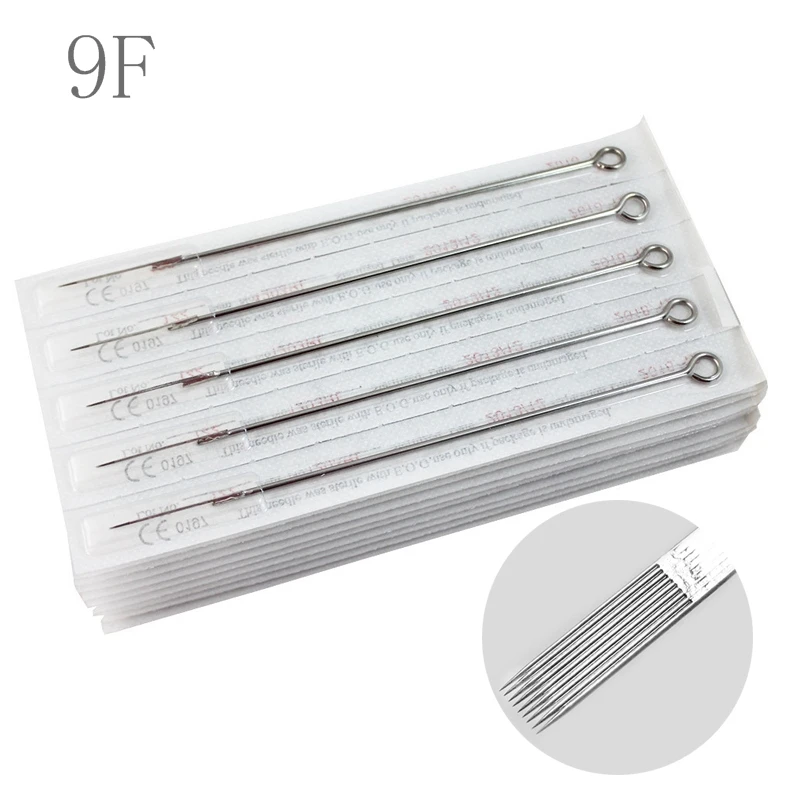50 шт. профессиональные иглы для тату 9F изогнутые татуировки медицинский материал