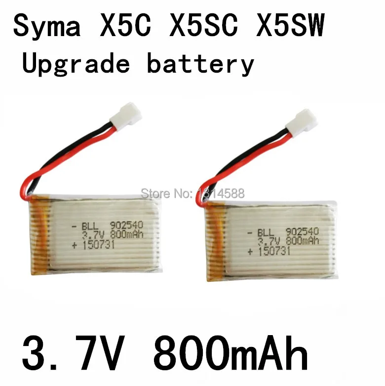 

Аккумулятор 800 мАч для Syma X5 X5C X5SW X5C-1 V931 H5C CX-30 SS40 FQ36 T32 T5W H42, 2 шт., запасные части для квадрокоптера