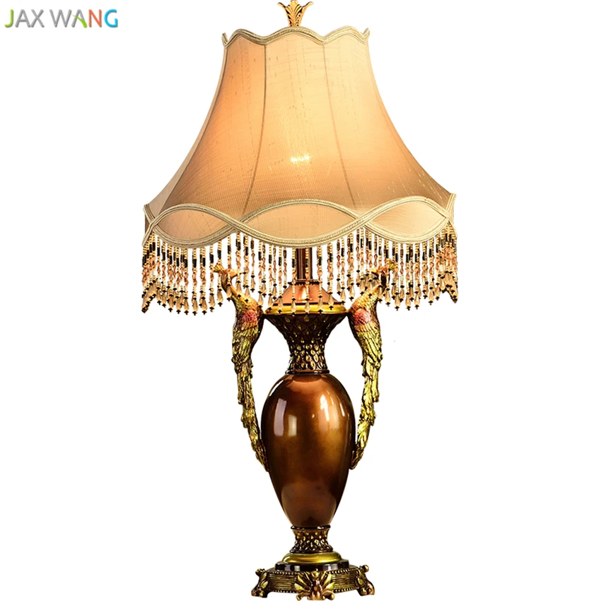 Роскошные Настольные лампы Тиффани в европейском стиле с павлином настольные