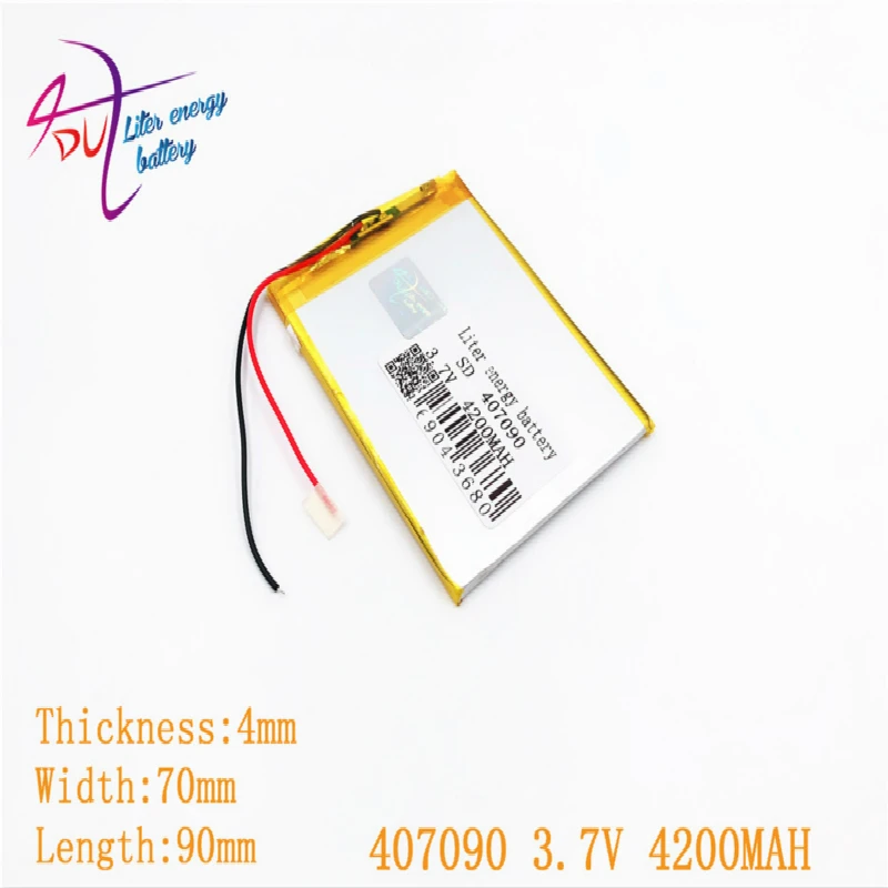 

3.7V 4200mAh 407090 Lithium Polymer Li-Po li ion Rechargeable Battery cells For Mp3 MP4 MP5 GPS mobile bluetooth