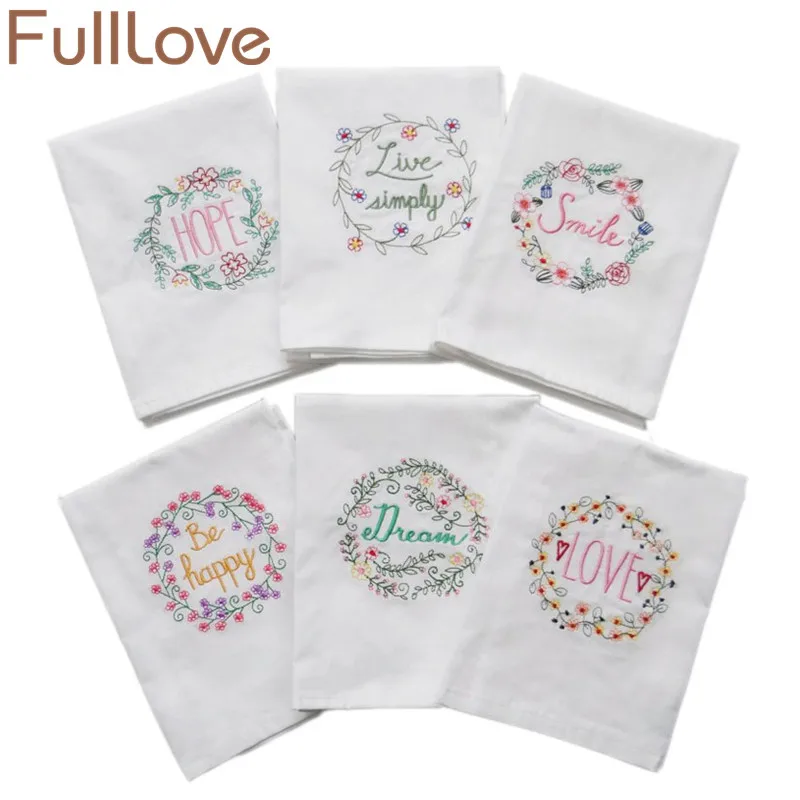 FullLove 45*70 см 3 шт./компл. полотенце для ужина Love Happy Dream Smile Цветочная вышивка
