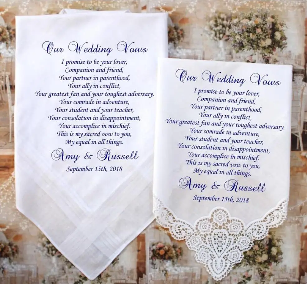 Свадебные носовые платки на заказ набор из 2 шт. носовых платков для невесты и