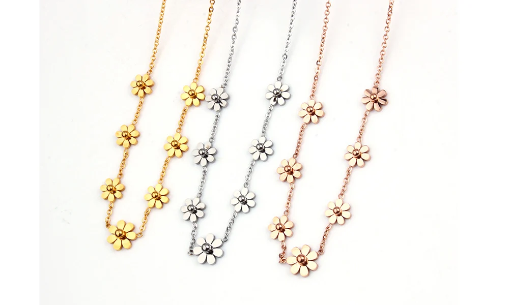 ZUUZ ожерелья и подвески jewelry интимные аксессуары цепь из розового золота серебро для женщин нержавеющая сталь длинный Цветок femme украшения