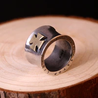 100%925 silver ring mens concave wide version of the ring retro old mens index finger ring