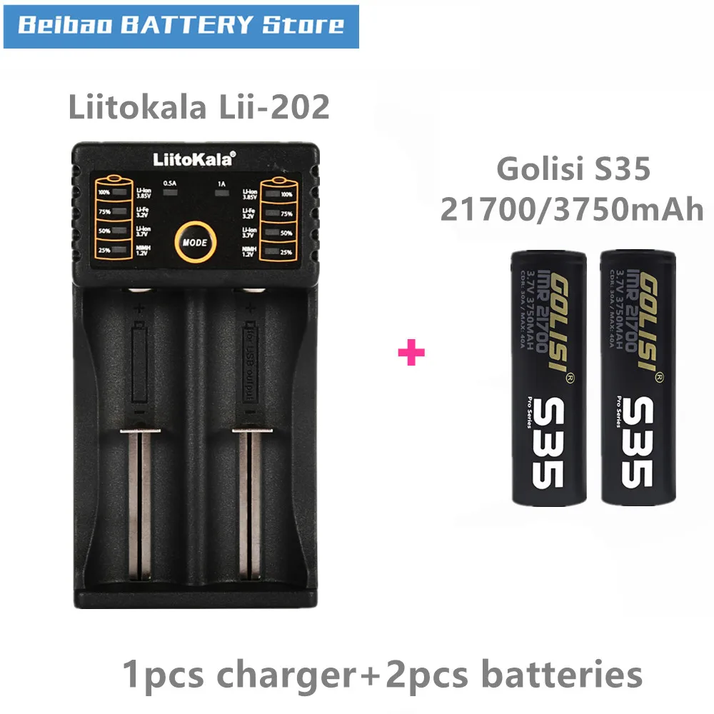 2шт GOLISI S35 IMR 21700 3750mah 3,7 V CDR 30A MAX 40A Высокая дренажная E-CIG аккумуляторная батарея для VAPE фонарик налобный фонарь Игрушка