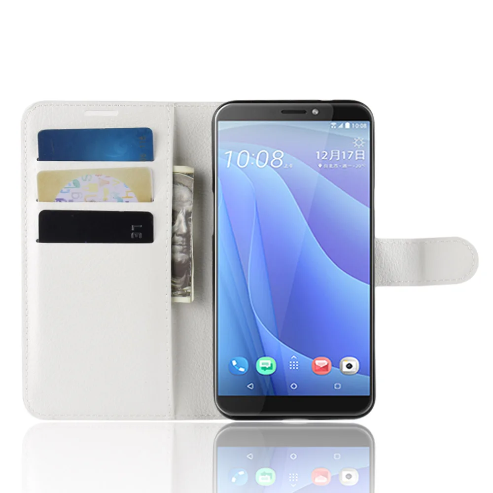 Текстурированный флип-чехол для телефона с текстурой личи для htc Desire 12S U12 Life, ретро кожаный чехол с отделением для карт