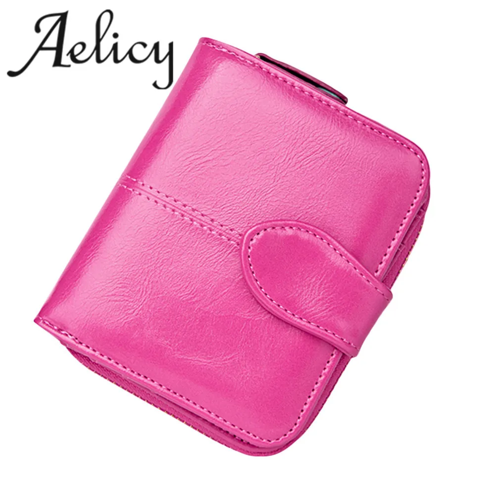 Женский кошелек с пряжкой Aelicy из вощеной кожи однотонный Portefeuille Femme Carteira Feminina