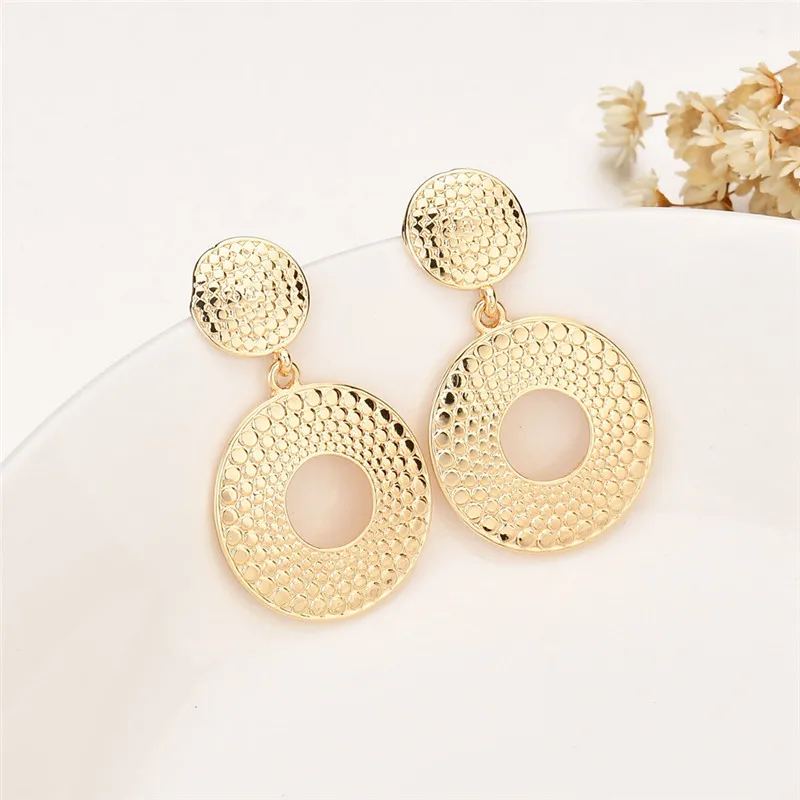 Luxury European Gold Silver Drop Earring Summer Big Spot Circle Long Dangle Earrings For Women Kpop Fashion Dubai Indian Jewelry | Украшения