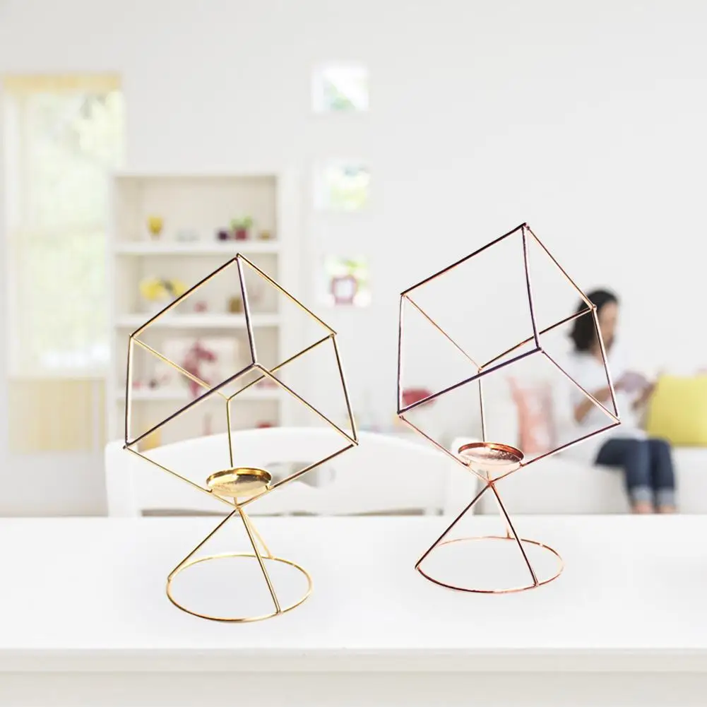 Золотистые железные геометрические подсвечники 3D современный стиль