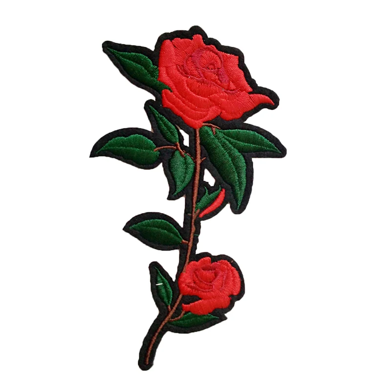 10 шт. вышитые цветы патчи красная роза аппликация для железа на одежде шитье