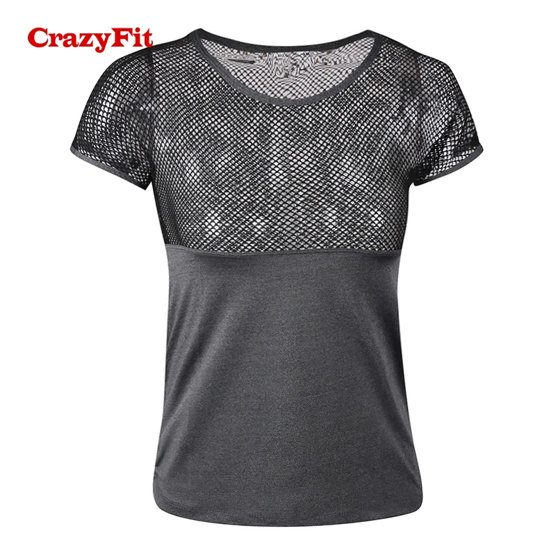 CrazyFit 2018 открытая футболка женский спортивный топ для фитнеса Женская одежда бега