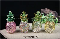 big enamel jeweled pineapple trinket box pineapple jewelry pill box with hinge magnetic lid pineapple rhinestones gift