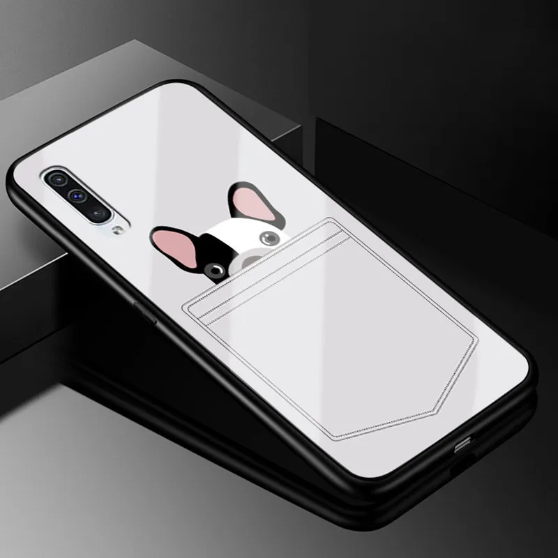 Для samsung Galaxy A50 чехол PC Пластиковый стеклянный чехол для телефона черный ТПУ бампер чехол для samsung Galaxy A50 A 50 A505F A505 чехол - Цвет: 06