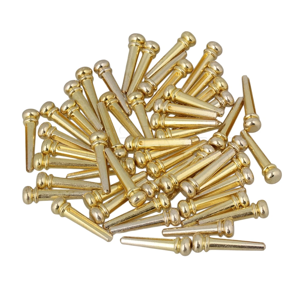 

Yibuy 120pcs Golden Brass Slotted Bridge Pins End Pins Set for Acoustic Guitar Replacement