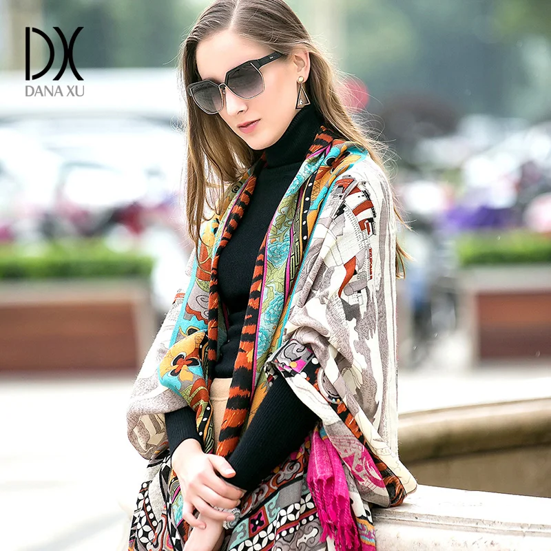 Роскошный брендовый клетчатый кашемировый зимний женский шарф пончо женское