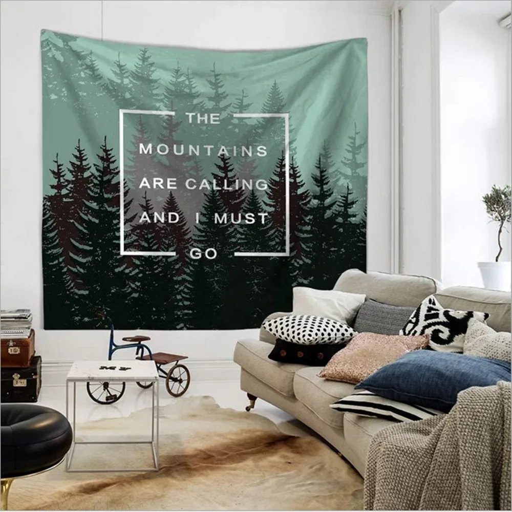 Горный гобелены лес гобелен с изображением деревьев закат Природа Гобелен
