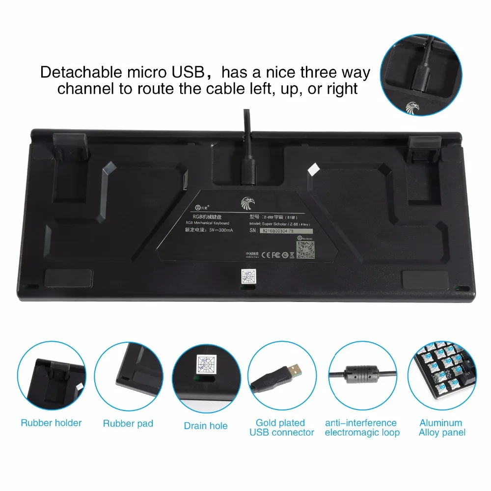 Компактная механическая клавиатура с RGB подсветкой 81 клавиша кистевые