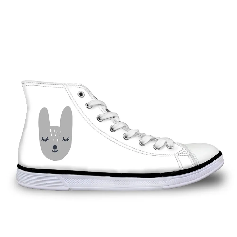 Бесшумный дизайн Женская Вулканизированная обувь Kawaii Rabbit белая парусиновая с