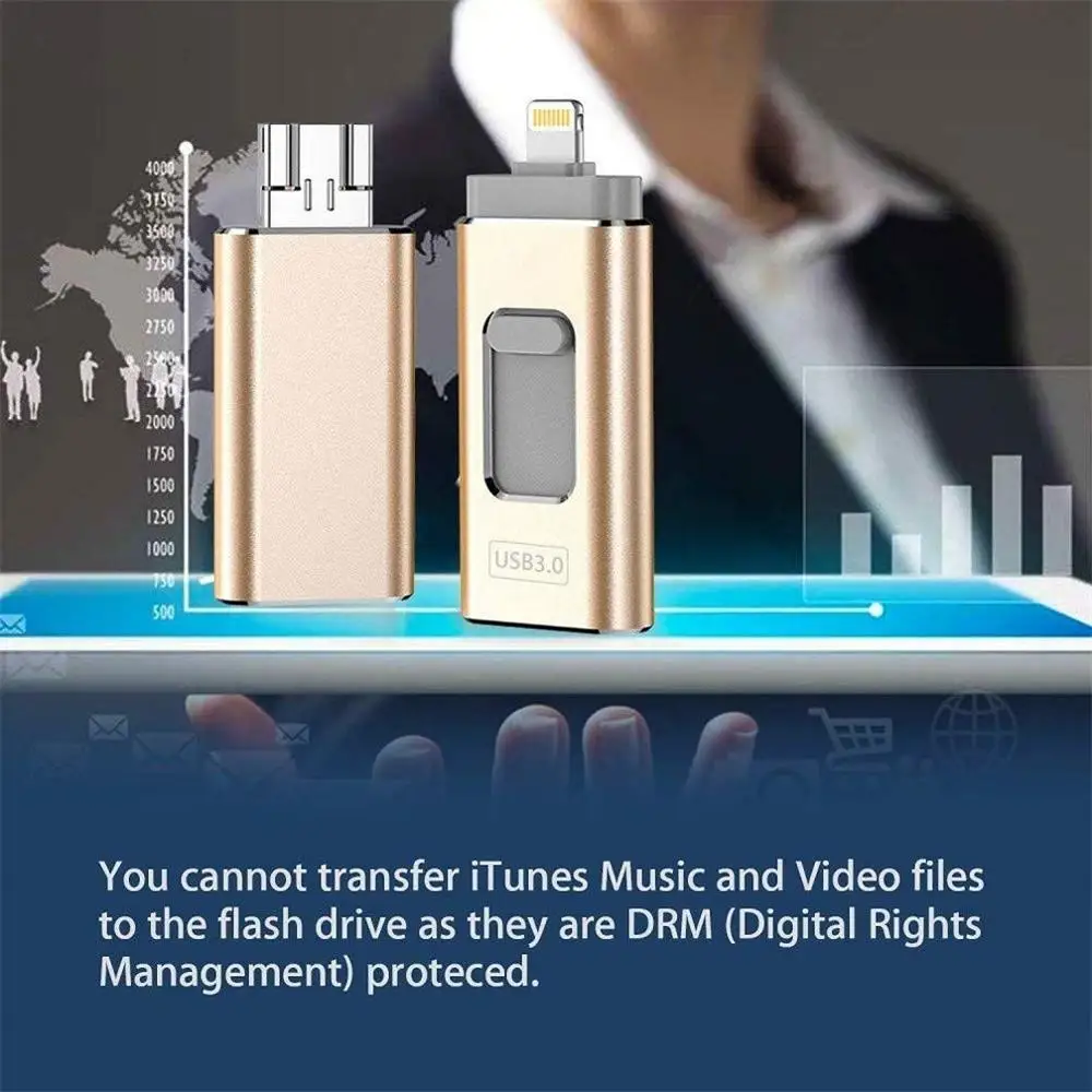 USB флэш-накопитель для iPhone 3-в-1 освещение 128 ГБ Usb 3 0 флеш-накопитель совместим с Apple