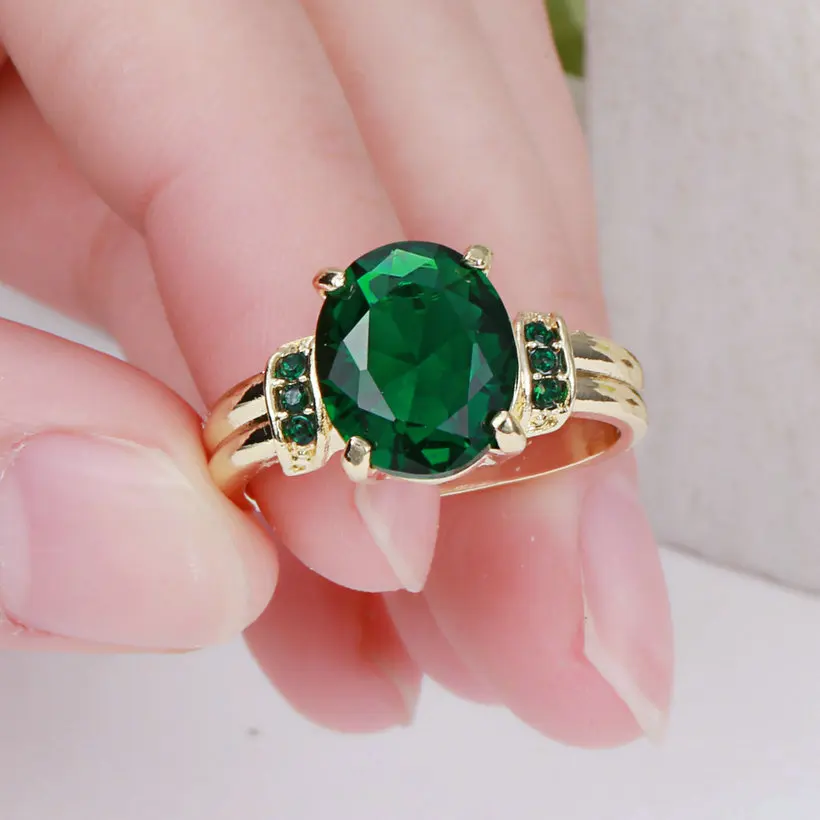 Женское кольцо с зеленым/прозрачным овальным камнем|fashion rings for women|rings womenring |