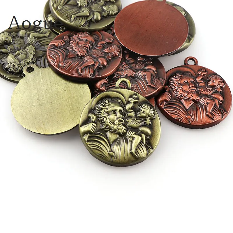 Круглые Подвески медали Святого Кристофера и цепочка для ключей религиозные