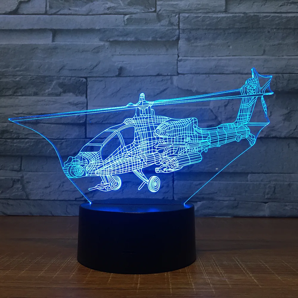 Вертолет 3D 7 цветов лампа визуальный светодиодный ночные светильники для детей