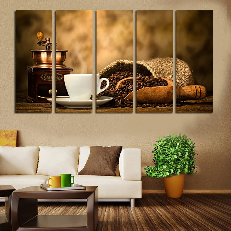 Фотографии 5 Панель современный Книги по искусству парусина принт caffe бобы машина