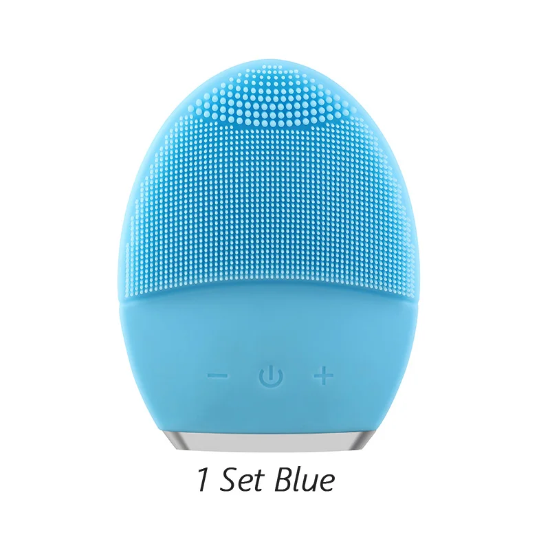 Blue Звуковая электрическая Очищающая щетка для лица, высокочастотная вибрационная Водонепроницаемая Массажная щетка для лица, стимулирующая уход за кожей, абсорбция продукта - Цвет: Blue