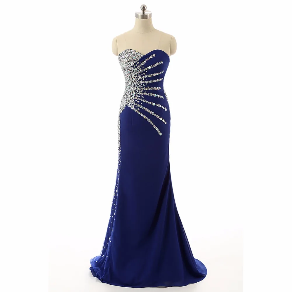 7116W Abendkleid 2019 Новая мода реальный образец милой русалки Королевский синий длинное