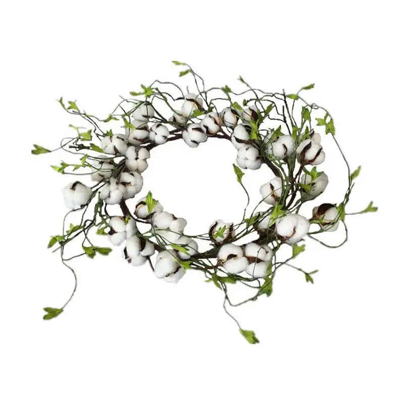 

Simulated Dry Cotton Green Leaf Wreath Christmas Decoration for Home Props Farmhouse Decor DIY Lintel Garland Artificial Flower