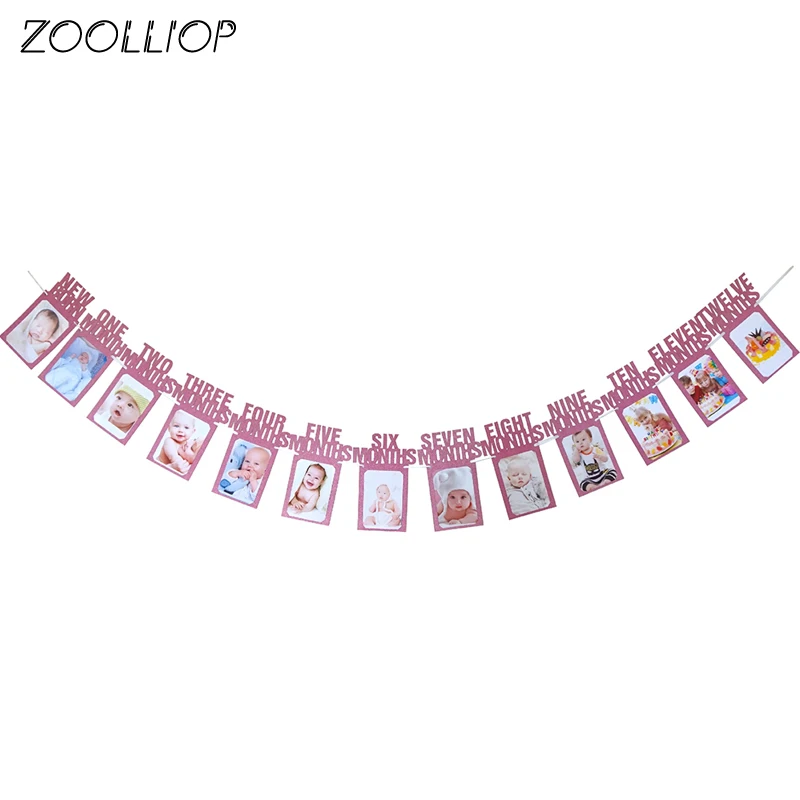 12 месяцы фоторамка баннер для первого дня рождения украшения ребенка мальчик