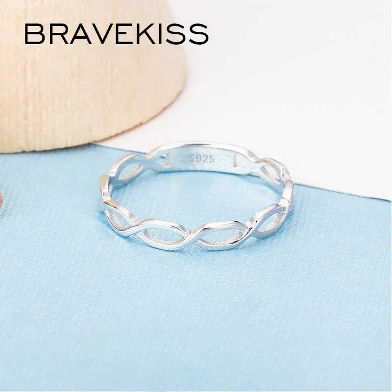 Женское плетеное кольцо BRAVEKISS из стерлингового серебра 925 пробы с