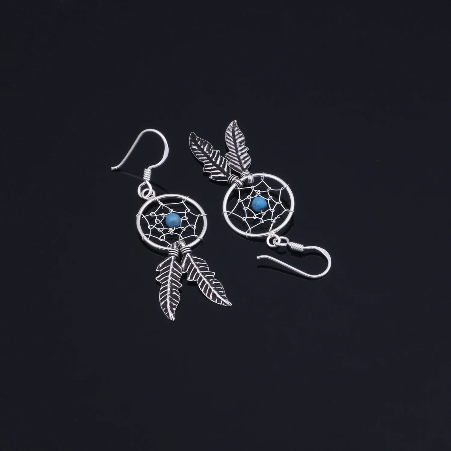 Серьги MetJakt из стерлингового серебра 925 пробы Винтажные серьги с подвеской Бирюзы