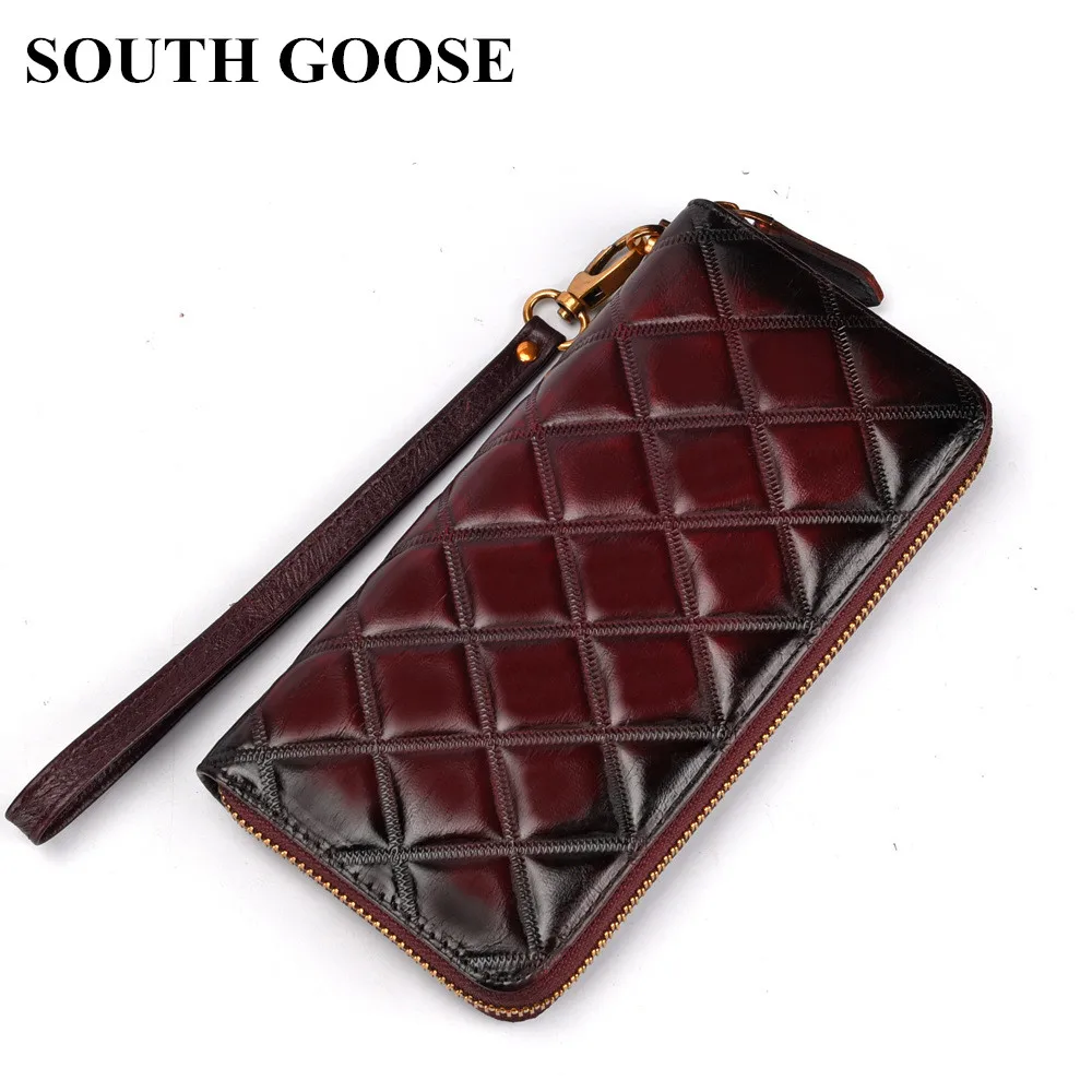 Женские кошельки из натуральной кожи SOUTH GOOSE классические длинные с карманом для