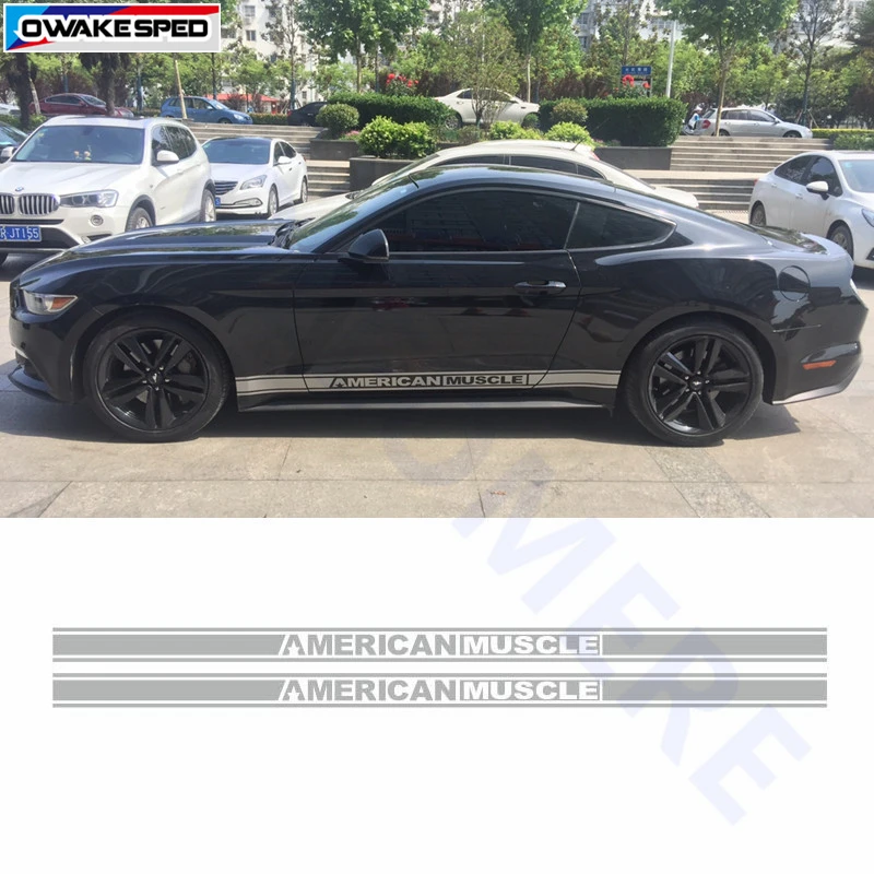 Для Ford Mustang/GT для американских мышц, боковая дверь, юбка, полоски для гонок, спортивный стиль, для кузова автомобиля, индивидуальная наклейка, специальная наклейка