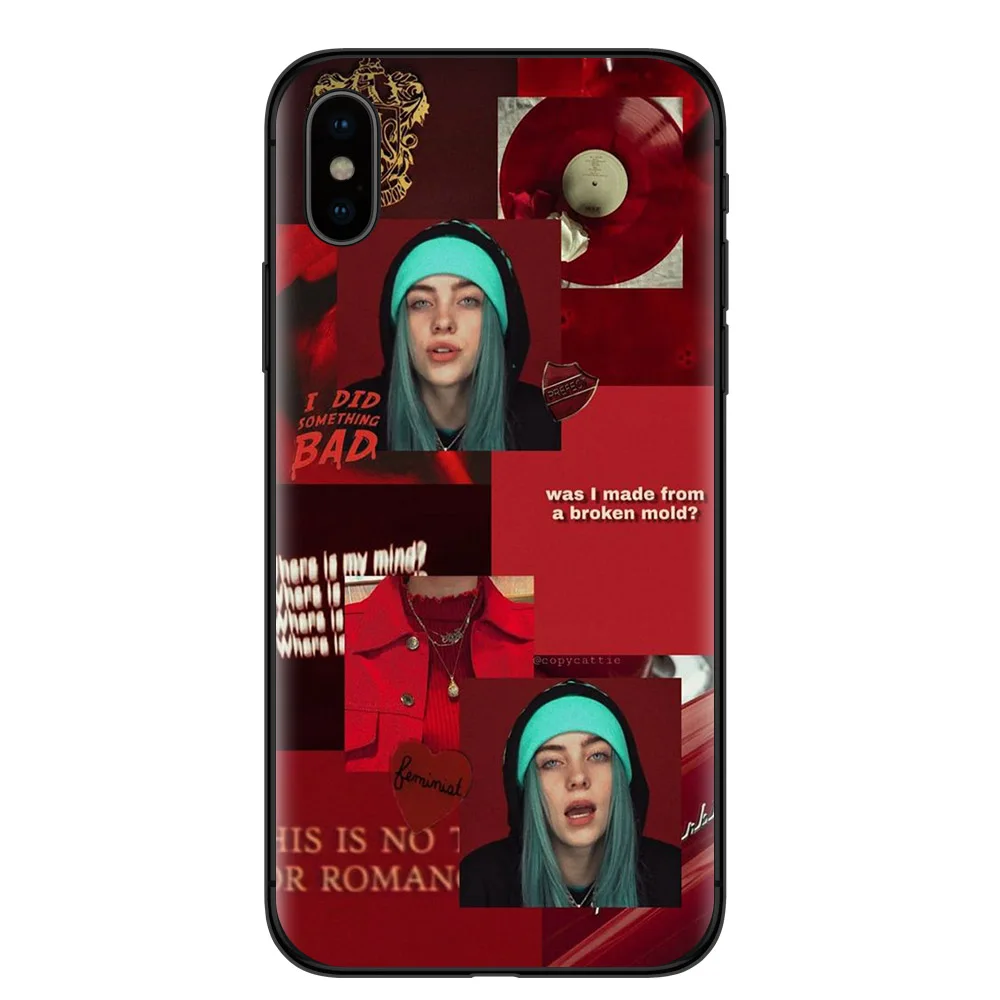 T4245 Billie eilish rainbow blohsh глаза океана черный мягкий чехол для телефона iPhone X 5 5S SE 6 6splus 7 7Plus 8 8Plus XR XS MAX - Цвет: T4245