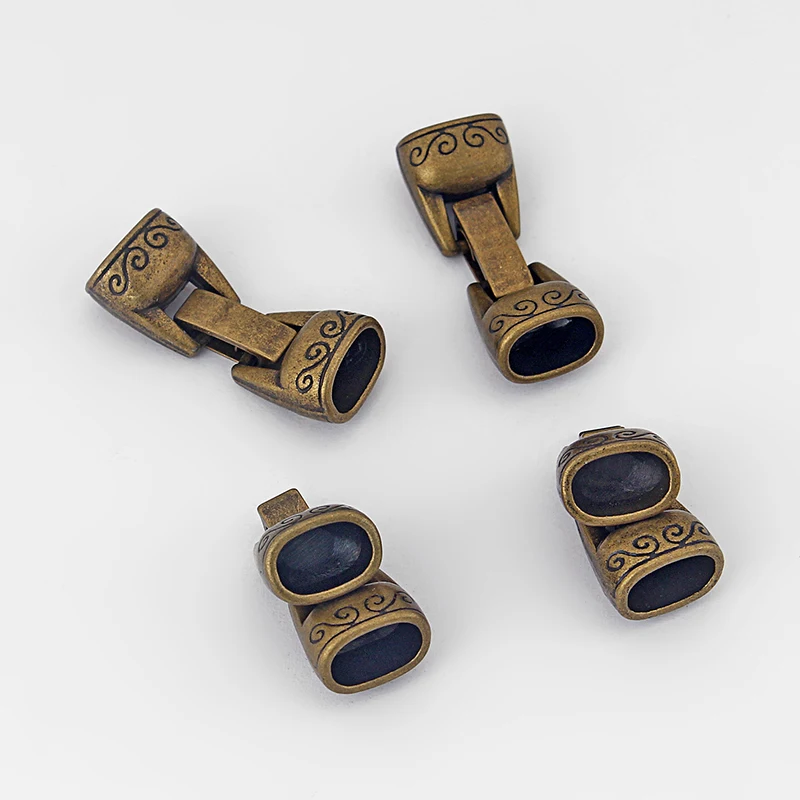 

5Set 10x6.5mm Hole Carved Pattern Snap Clasp For Licorice Leather Cord