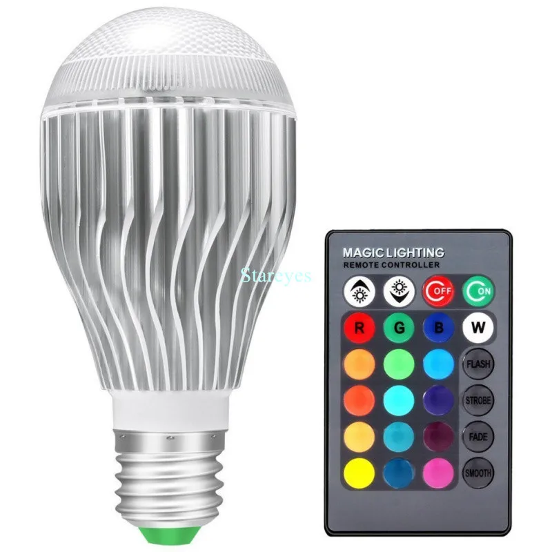 Цветная светодиодная лампа E27 9W RGB 1 шт. круглый шар беспроводной пульт