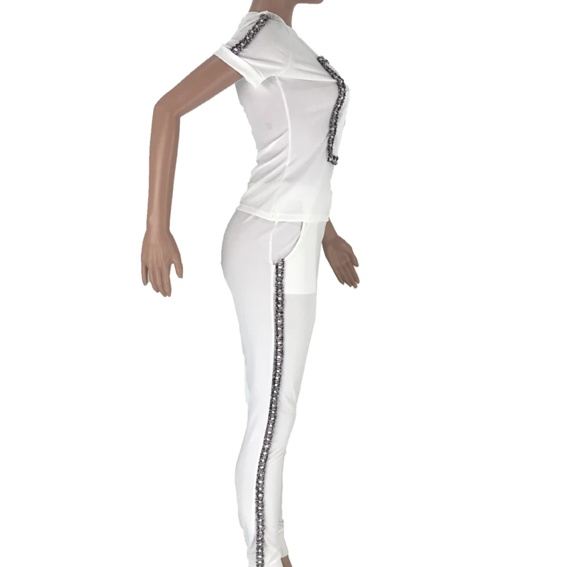 Женский кружевной комплект UIDEAZONE белая футболка с коротким рукавом и круглым